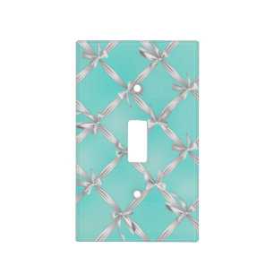 White Bows Turquoise Robin's Egg Blue Light Switch Cover