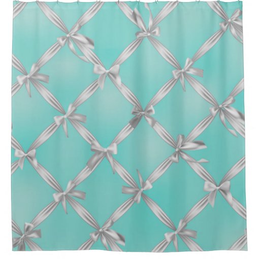 White Bows Turquoise Robin's Egg Blue Shower Curtain Zazzle