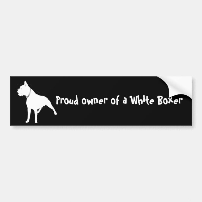 White boxer bumper sticker (Front)