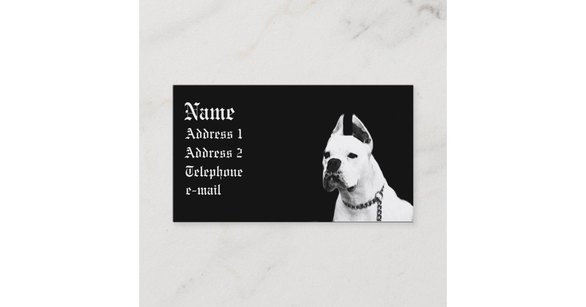 White Boxer business card | Zazzle