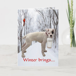 White Boxer Christmas Holiday Card