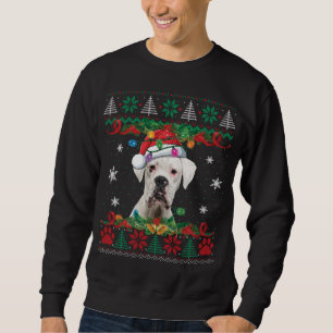 White Boxer Christmas Santa Ugly Sweater Dog Lover