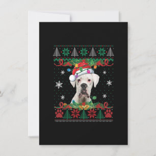 White Boxer Christmas Santa Ugly Sweater Dog Lover Invitation