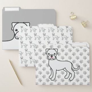 White Boxer Cute Cartoon Dog File Folder