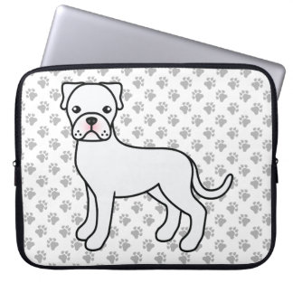 White Boxer Cute Cartoon Dog Laptop Sleeve