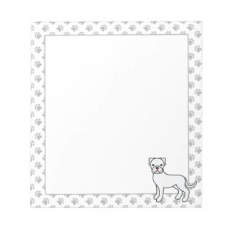 White Boxer Cute Cartoon Dog Notepad