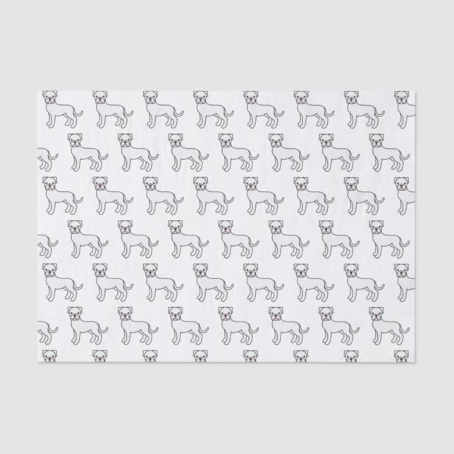 White Boxer Cute Cartoon Dog Pattern Tissue Paper (Front)