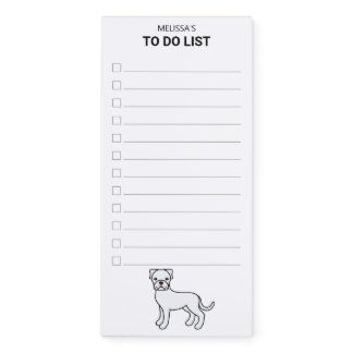 White Boxer Cute Cartoon Dog To Do List Magnetic Notepad