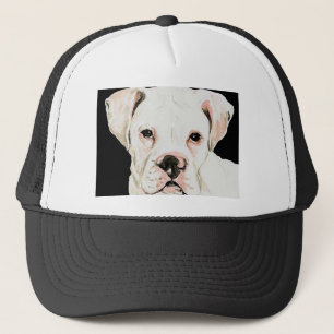 "White Boxer" Dog Art Hat