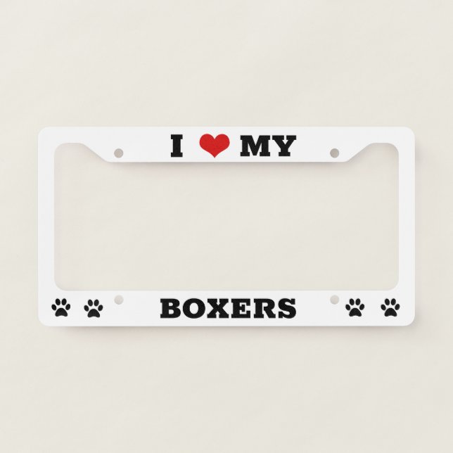 White Boxer Dog Breed License Plate Frame (Front)