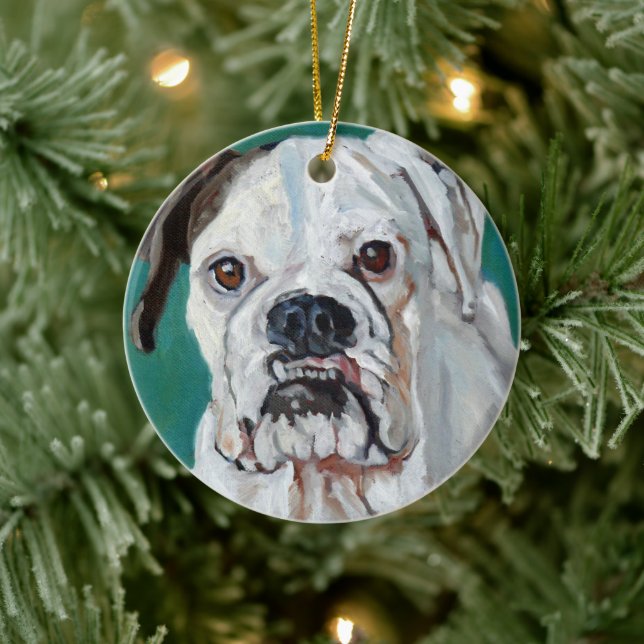 White Boxer Dog Christmas Ornament (Tree)