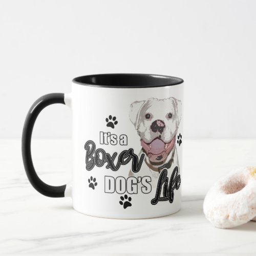 White Boxer Dog Coffee Cut Mug