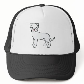 White Boxer Dog Cute Cartoon Dog Illustration Trucker Hat