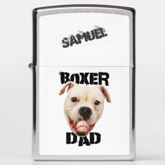 White Boxer dog dad personalized zippo lighter