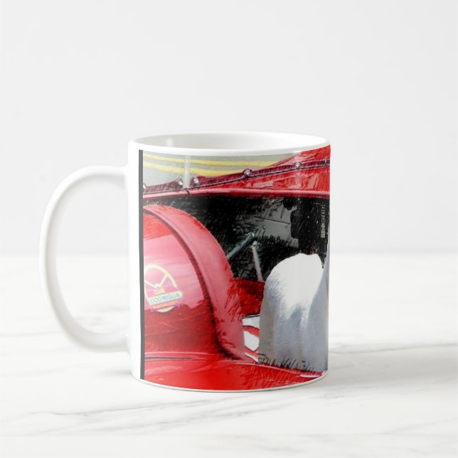 White Boxer Dog in Maserati mug (Left)