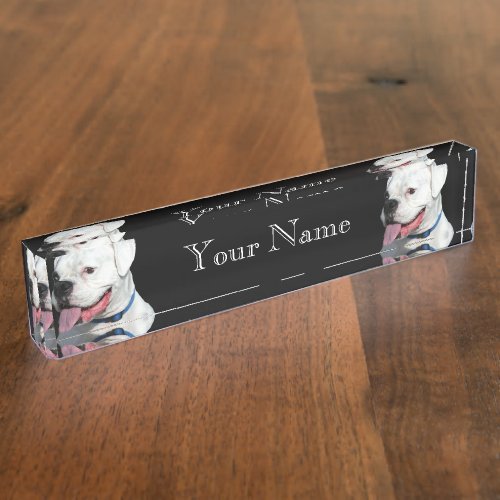 White Boxer dog Nameplate