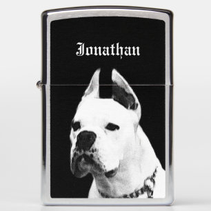 White boxer dog personalized zippo lighter