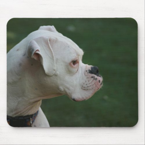 White Boxer Dog Photo Mouse pad