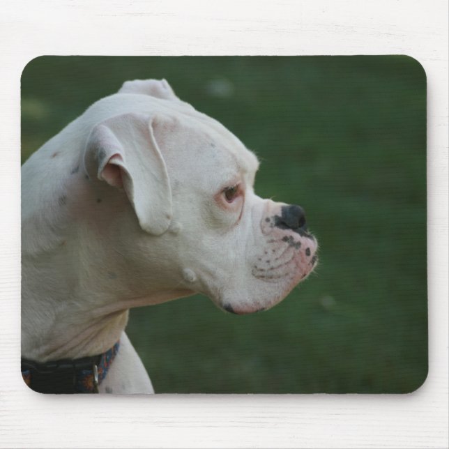 White Boxer Dog Photo Mouse pad (Front)