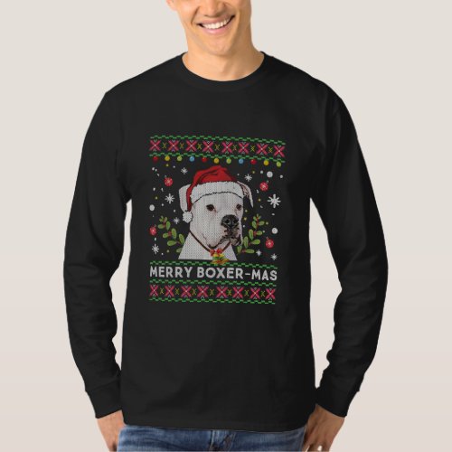 White Boxer Dog Santa Ugly Christmas Sweater 