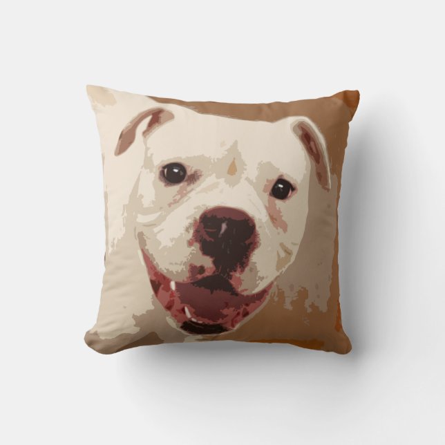 white Boxer Dog Throw Pillow (Front)