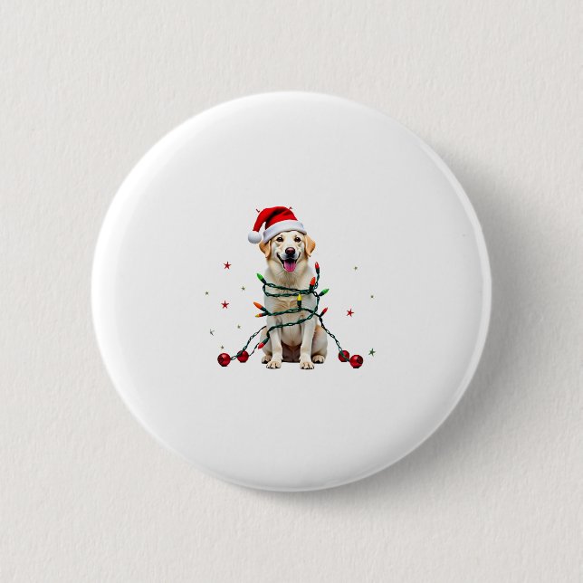 White Boxer Dog Ugly Christmas Sweater Funny Xmas  Button (Front)