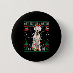 White Boxer Dog Ugly Christmas Sweater Funny Xmas  Button