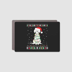 White Boxer Dog Ugly Christmas Sweater Funny Xmas Car Magnet