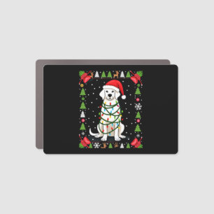 White Boxer Dog Ugly Christmas Sweater Funny Xmas Car Magnet