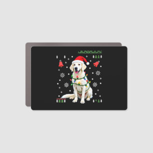 White Boxer Dog Ugly Christmas Sweater Funny Xmas Car Magnet