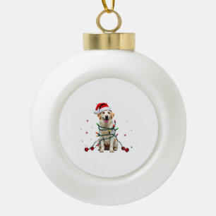 White Boxer Dog Ugly Christmas Sweater Funny Xmas Ceramic Ball Christmas Ornament