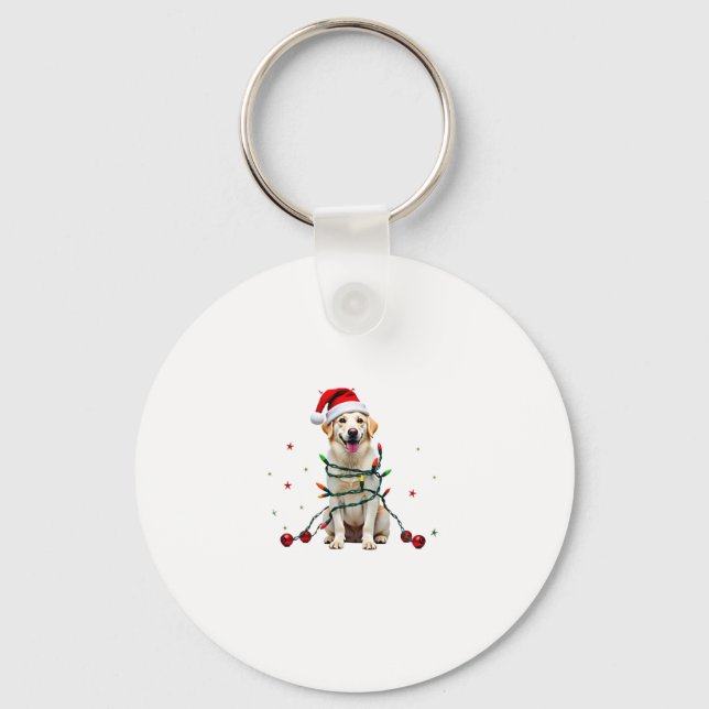 White Boxer Dog Ugly Christmas Sweater Funny Xmas  Keychain (Front)