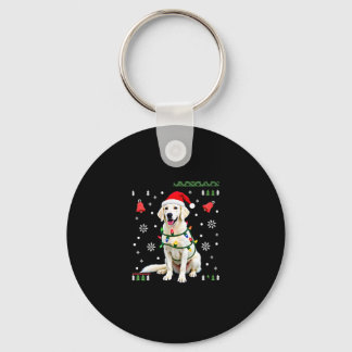 White Boxer Dog Ugly Christmas Sweater Funny Xmas  Keychain