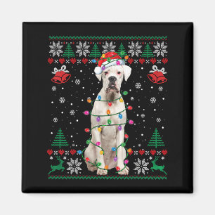White Boxer Dog Ugly Christmas Sweater Funny Xmas Magnet