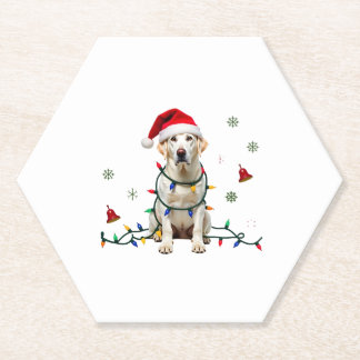 White Boxer Dog Ugly Christmas Sweater Funny Xmas  Paper Coaster