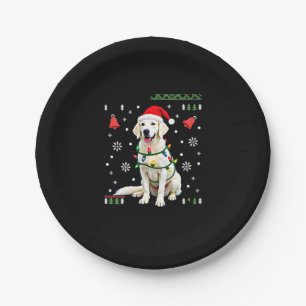 White Boxer Dog Ugly Christmas Sweater Funny Xmas Paper Plates