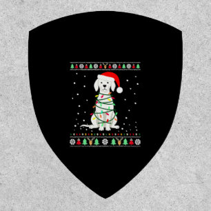 White Boxer Dog Ugly Christmas Sweater Funny Xmas  Patch