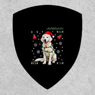 White Boxer Dog Ugly Christmas Sweater Funny Xmas  Patch