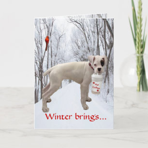 White Boxer Holiday Card