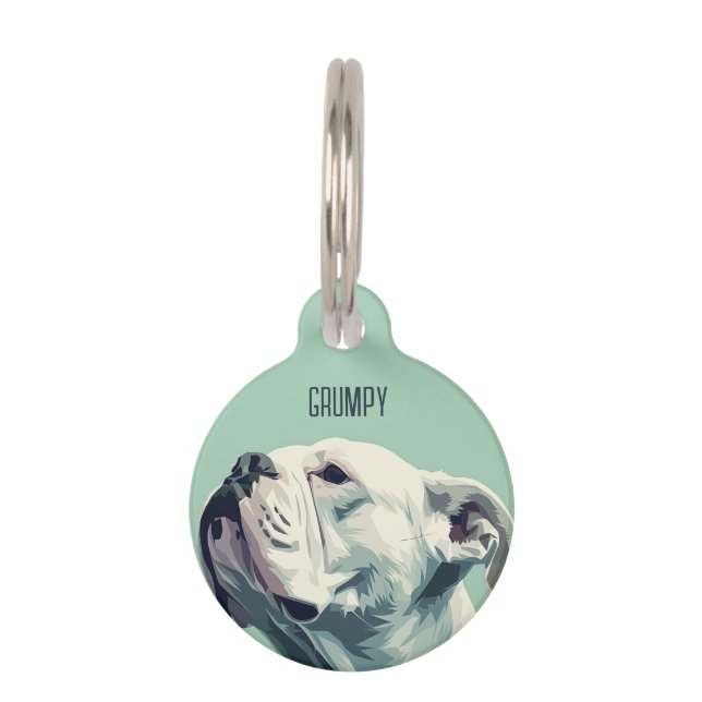 White Boxer Pet ID Tag (Front)