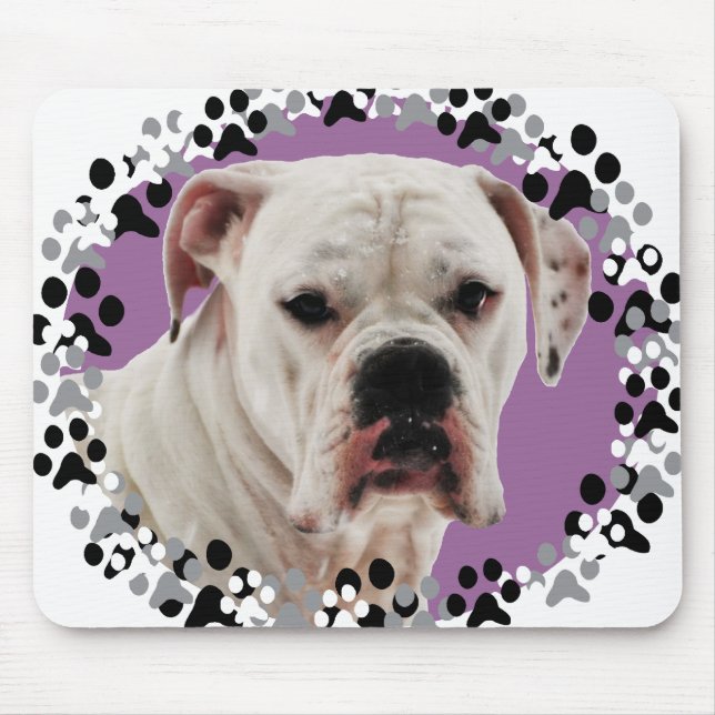 White Boxer Photo Mouse Pad (Front)