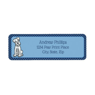 White Boxer with Light Blue Paw Prints Label