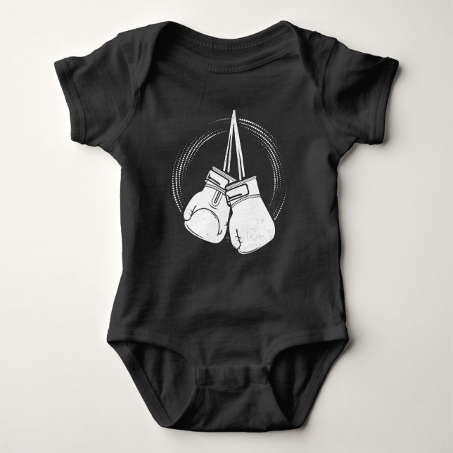 White Boxing Gloves Boxer Baby Bodysuit (Front)