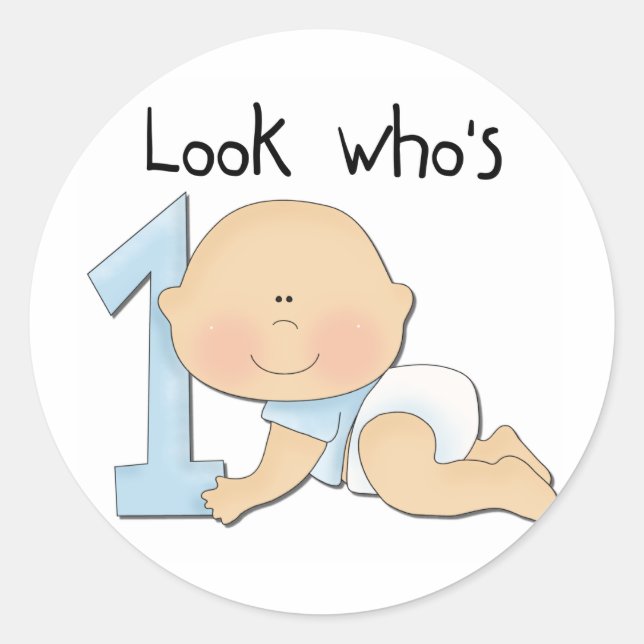 White Boy 1st Birthday Tshirts and Gifts Classic Round Sticker (Front)