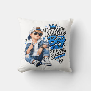 White Boy Of The Year Streetwear Kid Design Throw Pillow