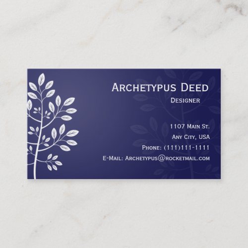 White Branch on Blue Business Card