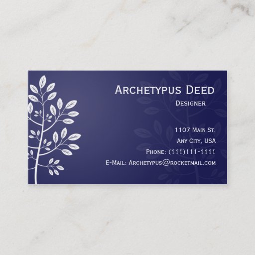 Customizable White Branch on Blue Business Card