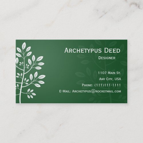 White Branch on Green Business Card