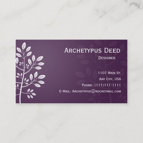 White Branch on Purple Business Card