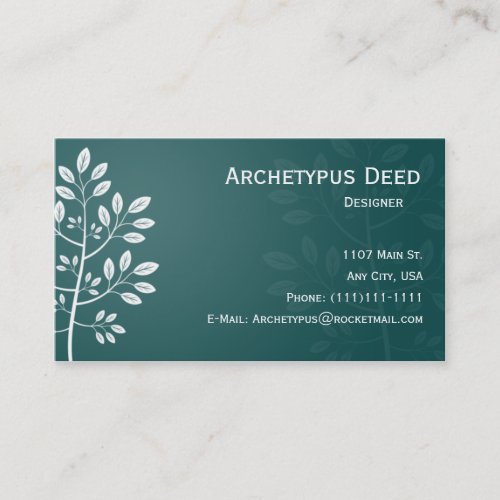 White Branch on Teal Business Card